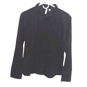 St. Johns Bay Black Button-Up Shirt XXL 100% Cotton Long Sleeve Casual Top